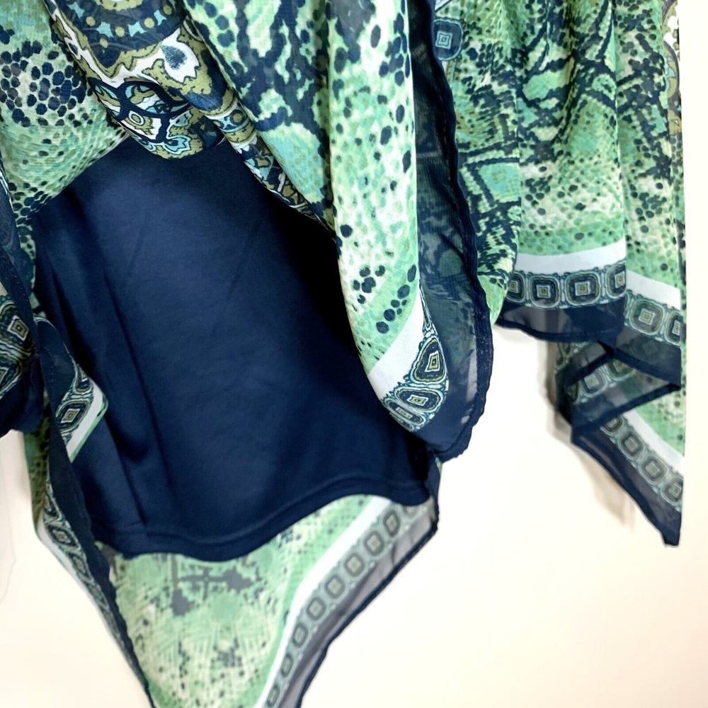 Dana Buchman Flowy Poncho + Camisole Womens XS Boho 2 Piece Set Blue Paisley - Picture 9 of 12